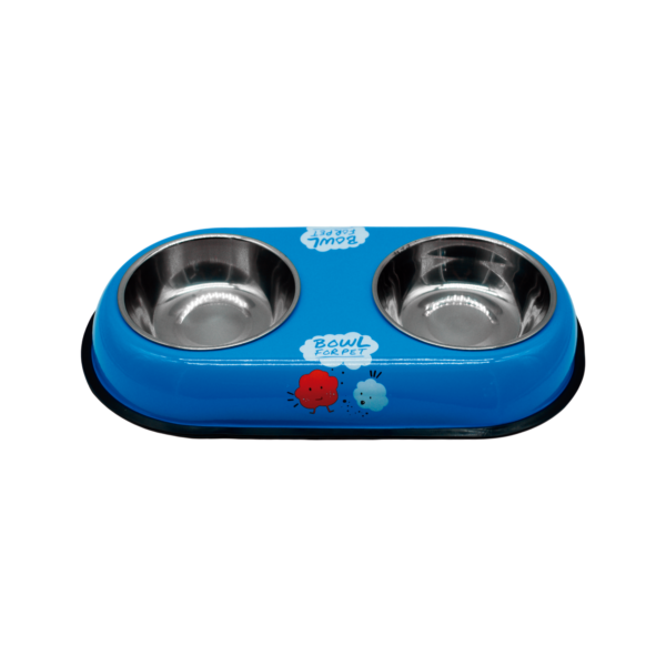 Plato para Mascotas con 2 Tazones en Varios Colores