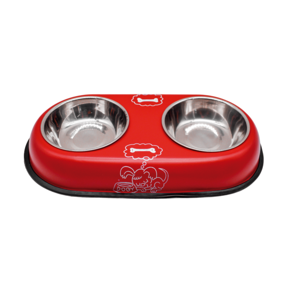 Plato para Mascotas con 2 Tazones en Varios Colores